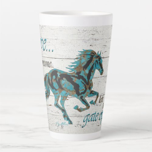 Galloping Turquoise Horse Latte Mug