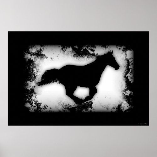 Galloping Western_style Horse Silhouette Poster