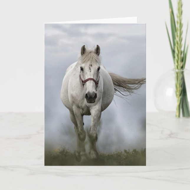 Galloping White Horse Card (Front)