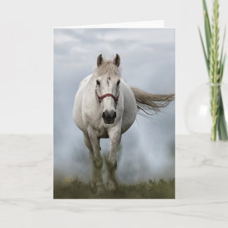 Galloping White Horse Card
