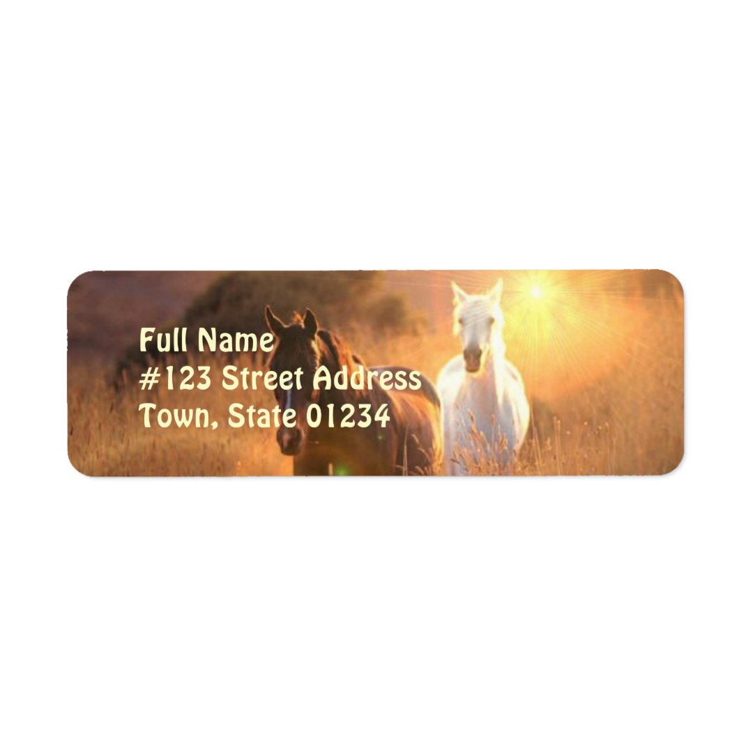 Galloping WIld Horse Return Address Label Zazzle