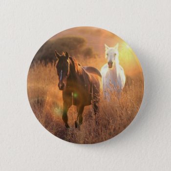 Galloping Wild Horses Round Button by HorseStall at Zazzle