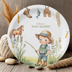 Gallops & Gills Derby Baby Shower Rustic Fisherman Paper Plates
