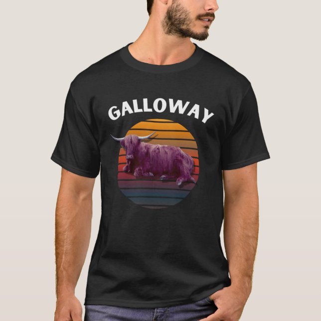 Galloway Cow Retro for Men Women Kids T-Shirt (Front)