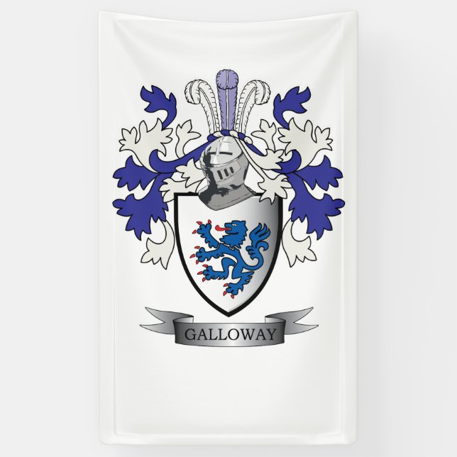 Galloway Family Crest Coat of Arms Banner (Vertical)
