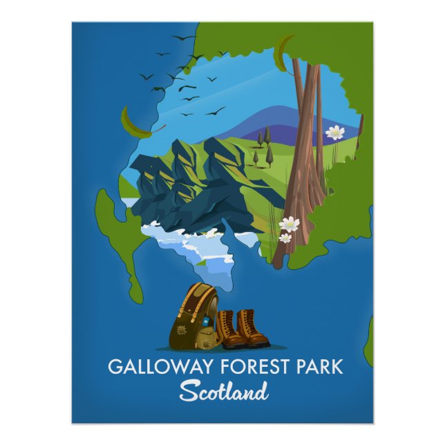 Galloway Forest park Scotland map Poster (Front)