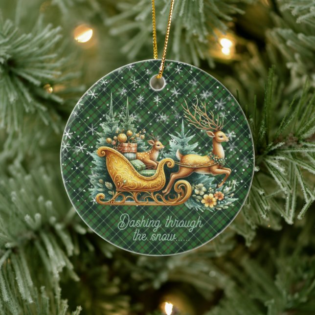 Galloway Hunting M Scottish Tartan Christmas Ceramic Ornament (Tree)