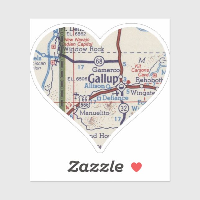 Gallup New Mexico Map Sticker (Sheet)