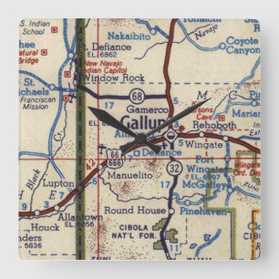 Gallup New Mexico Vintage Map Square Wall Clock