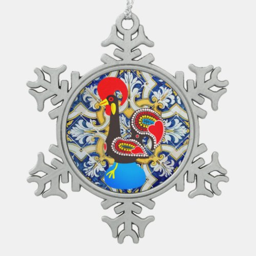Galo de Barcelos designs Snowflake Pewter Christmas Ornament