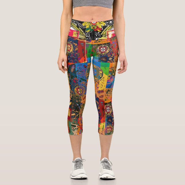 Galo de Barcelos, Portugal Capri Leggings (Front)