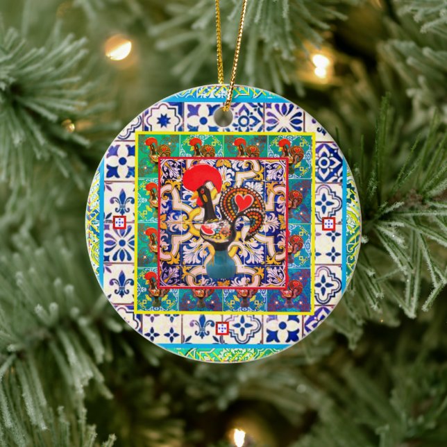 Galo de Barcelos, Portugal Ceramic Ornament (Tree)
