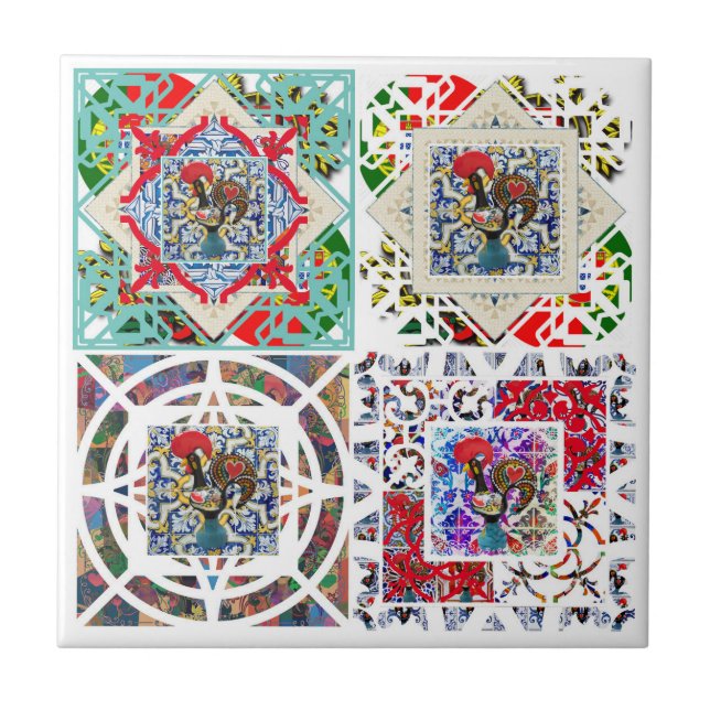 Galo de Barcelos, Portugal Ceramic Tile (Front)