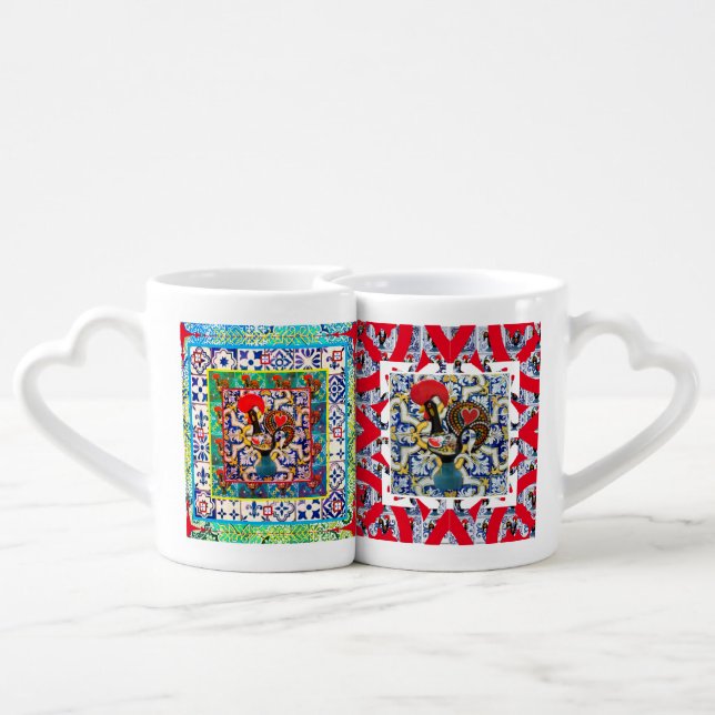 Galo de Barcelos, Portugal Coffee Mug Set (Back Nesting)