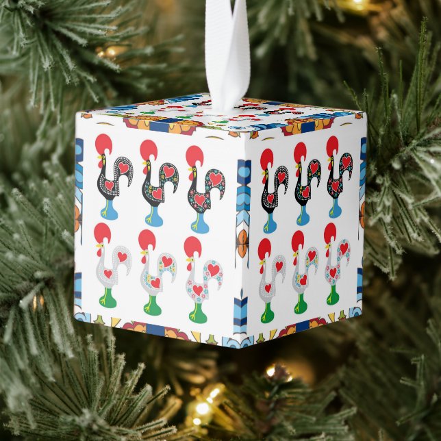 Galo de Barcelos, Portugal Cube Ornament (Tree)