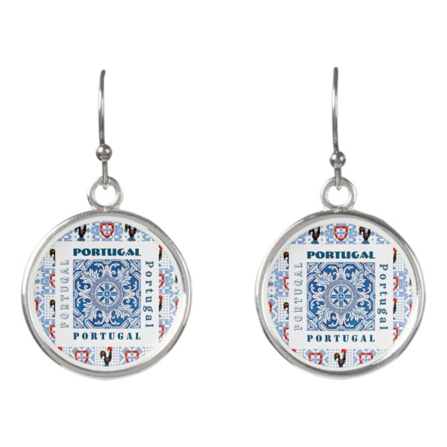 Galo de Barcelos, Portugal Earrings (Front)