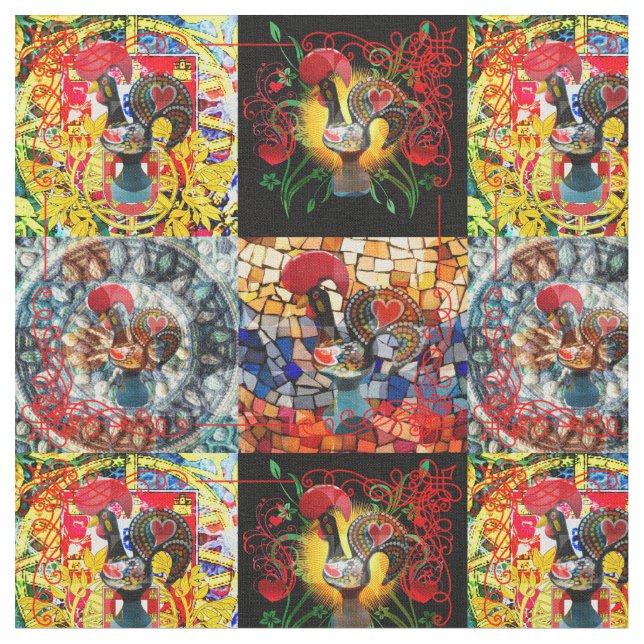 Galo de Barcelos, Portugal Fabric (Close Up)