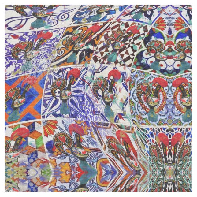 Galo de Barcelos Portugal Fabric (Close Up)
