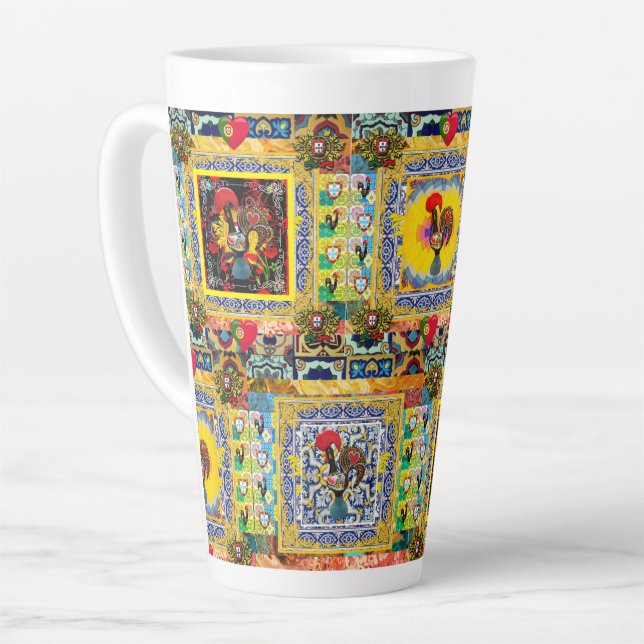Galo de Barcelos, Portugal Latte Mug (Left Angle)