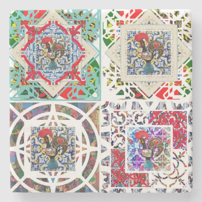 Galo de Barcelos, Portugal Stone Coaster (Front)