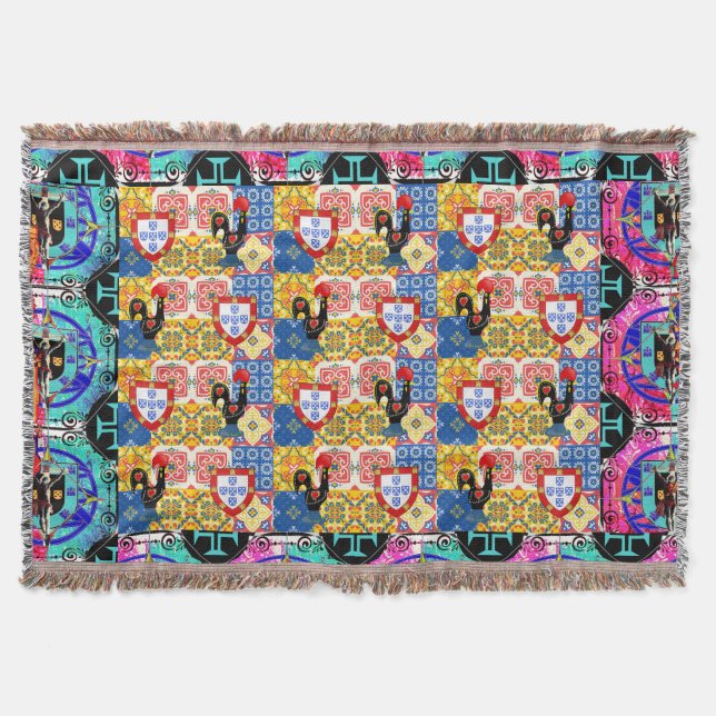 Galo de Barcelos, Portugal Throw Blanket (Front)