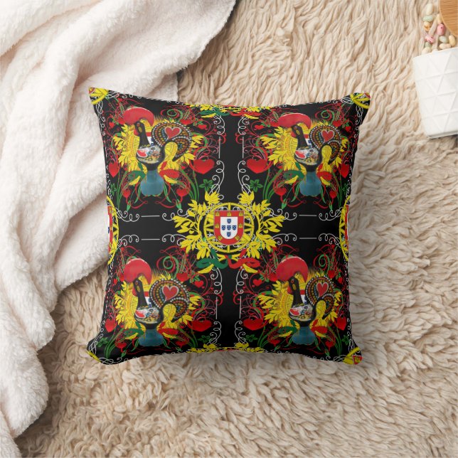 Galo de Barcelos, Portugal Throw Pillow (Blanket)