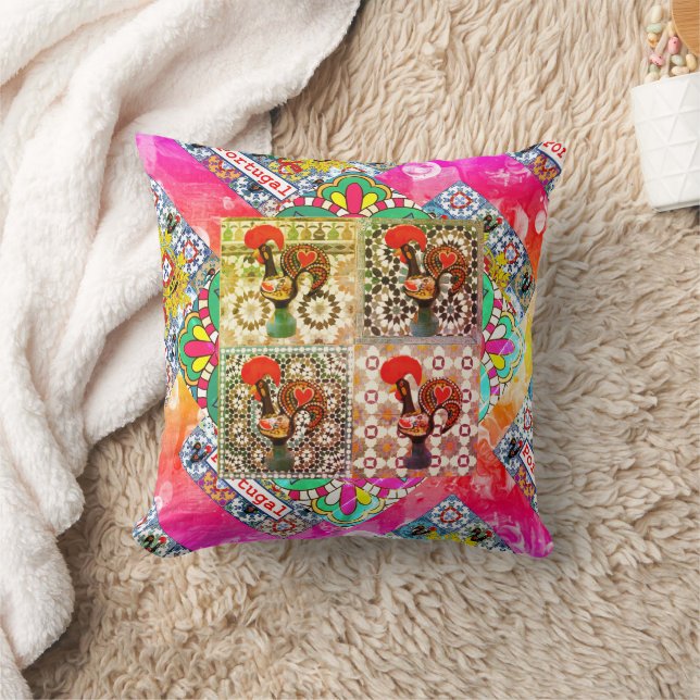 Galo de Barcelos, Portugal Throw Pillow (Blanket)