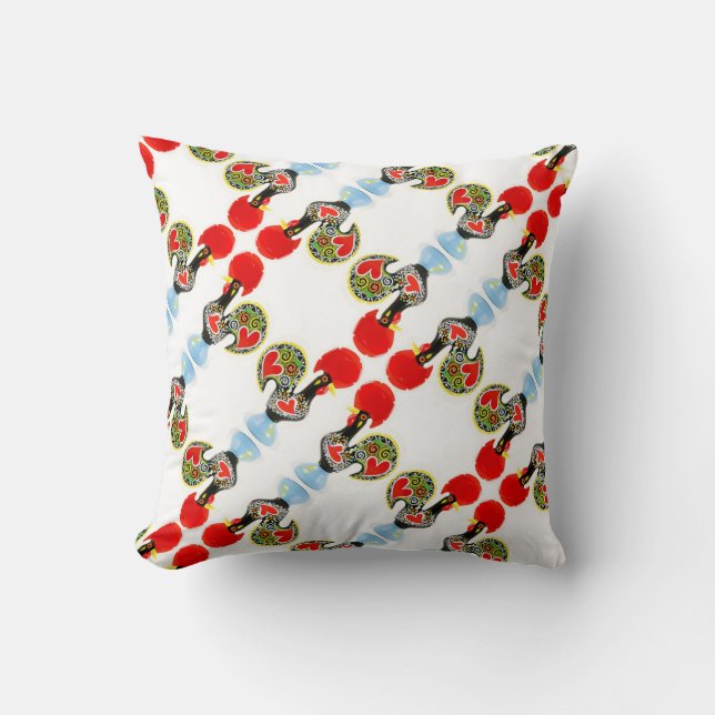 Galo de Barcelos, Portugal Throw Pillow (Front)