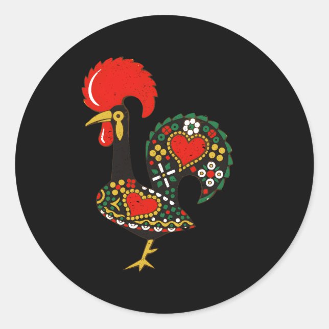 Galo De Barcelos Portuguese Rooster Classic Round Sticker (Front)