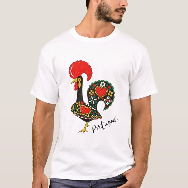 Galo de Barcelos Portuguese Rooster T-Shirt (Front)