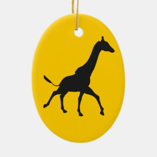 Galopping Giraffe Silhouette Ceramic Ornament