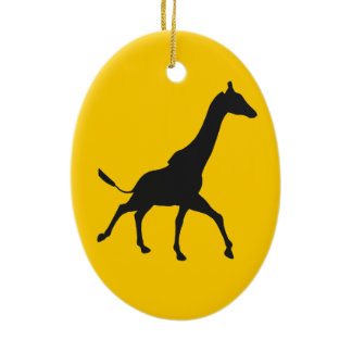 Galopping Giraffe Silhouette Ceramic Ornament