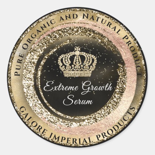 Galore Imperial Pure Organic Golden Crown Name Classic Round Sticker