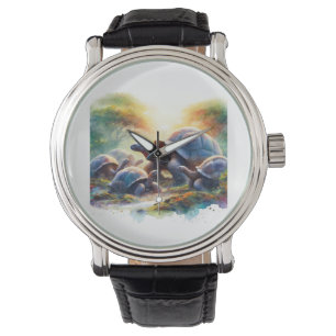 Galpagos Tortoises 040624AREF114 - Watercolor Watch