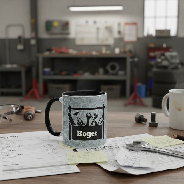 Galvanized metal with toolbox personalized mug (Creator Uploaded)