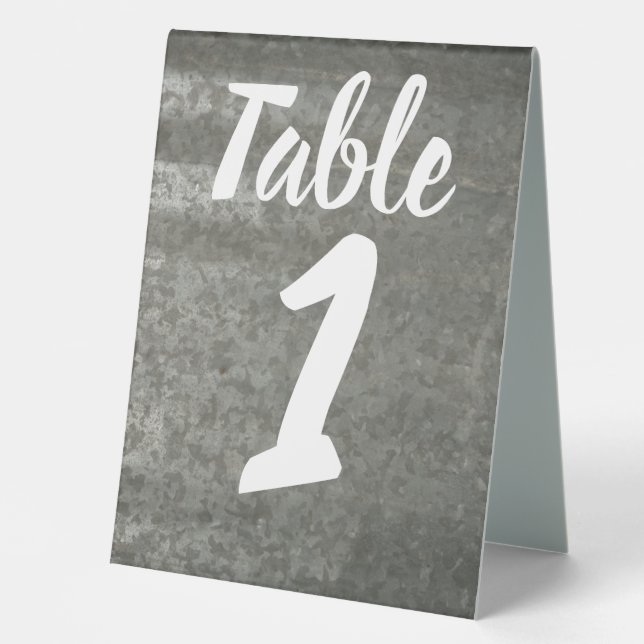 Galvanized Sheet Metal Table Number Tent (Front)
