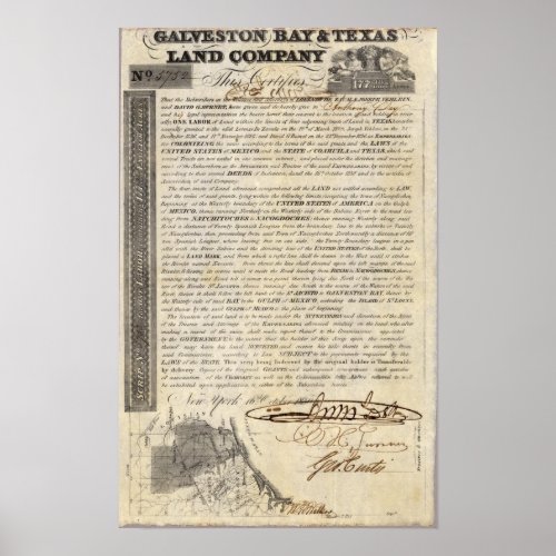 Galveston Bay and Texas Land Company Poster