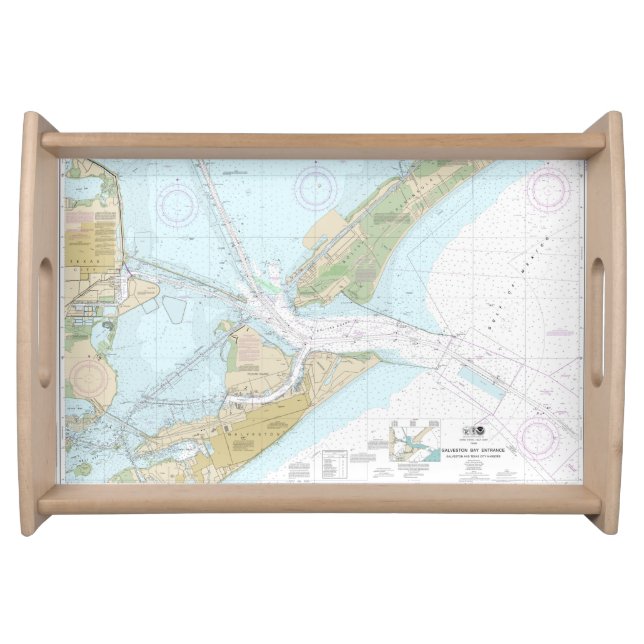 Galveston Bay Nautical Chart Serving Tray (Front)