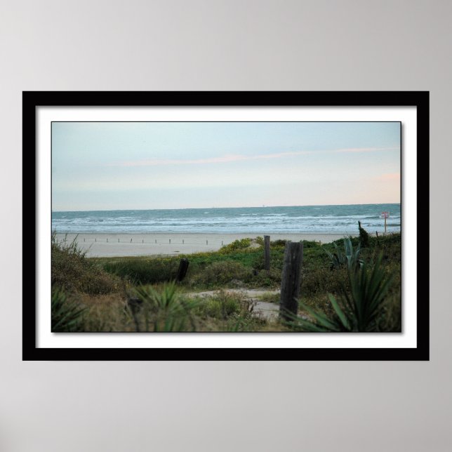 Galveston Beach Near Sunset Poster (Front)