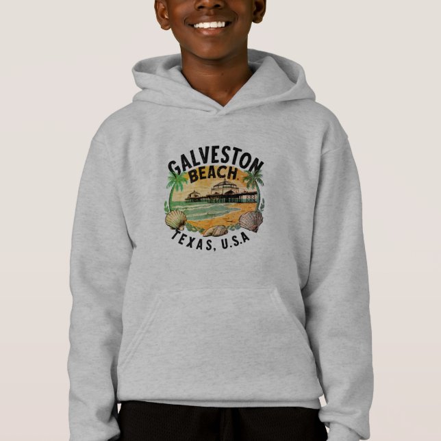 Galveston Beach Retro Vignette Hoodie (Front)