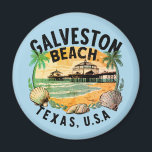 Galveston Beach Retro Vignette Magnet<br><div class="desc">Refrigerator magnet featuring a retro style vignette of the Galveston Beach,  TX waterfront.  

Available on a variety of clothing and accessories.</div>