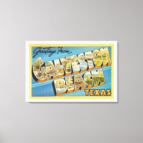 Galveston Beach Texas TX Vintage Travel Souvenir Canvas Print