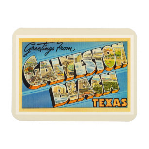 Galveston Beach Texas TX Vintage Travel Souvenir Magnet