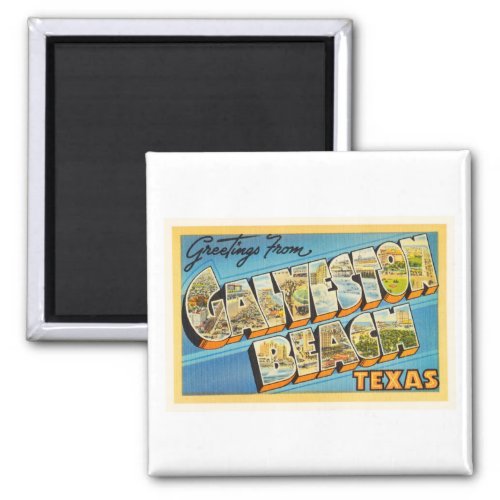 Galveston Beach Texas TX Vintage Travel Souvenir Magnet
