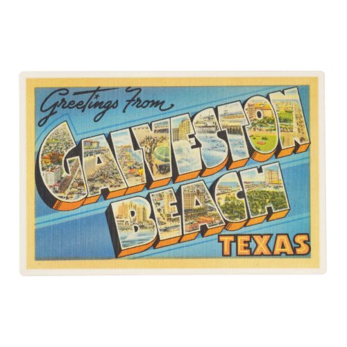 Galveston Beach Texas TX Vintage Travel Souvenir Placemat