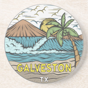 Galveston Beach Texas Vintage  Coaster