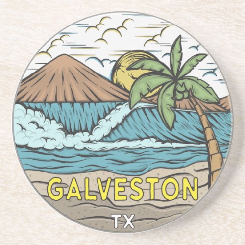 Galveston Beach Texas Vintage  Coaster