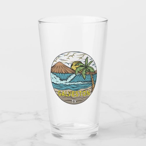 Galveston Beach Texas Vintage Glass