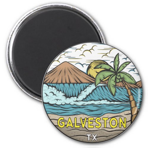 Galveston Beach Texas Vintage  Magnet