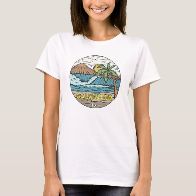 Galveston Beach Texas Vintage T-Shirt (Front)